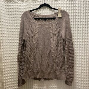 NWT American Eagle Cable Knit Tan/Taupe Wool Blend Sweater